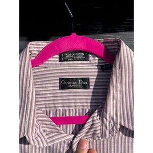 Vintage Christian Dior - Purple and White striped long-sleeve button-down shirt
